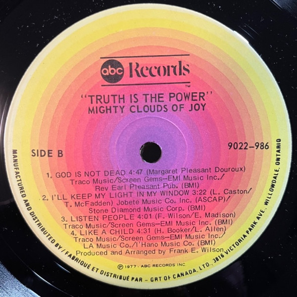 The Mighty Clouds Of Joy - Truth Is The Power (LP, Album) (Mint (M)) - Image 4
