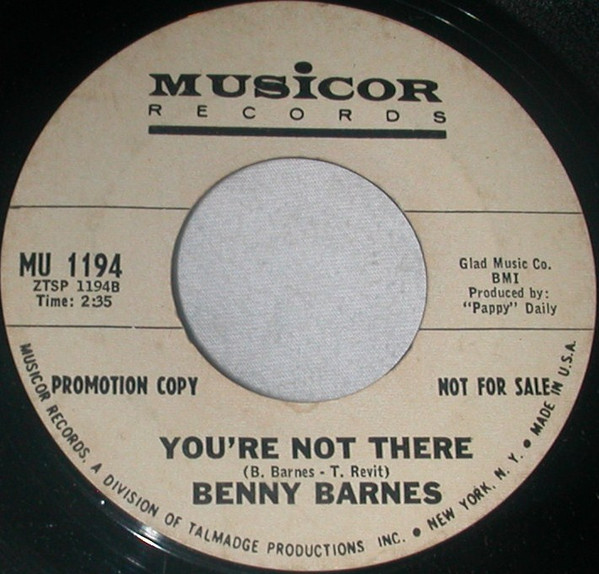 Benny Barnes - You're Not There / Stand By Your Window (7", Promo) (Very Good Plus (VG+))