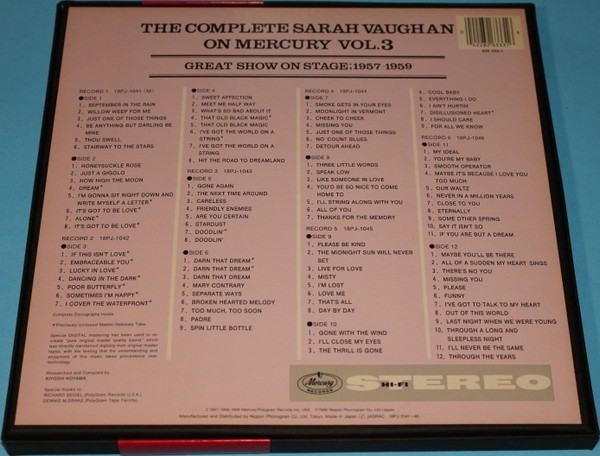 Sarah Vaughan - The Complete Sarah Vaughan on Mercury Vol. 3 - Great Show on Stage 1957-1959 (6xLP, Comp) (Near Mint (NM or M-)) - Image 3