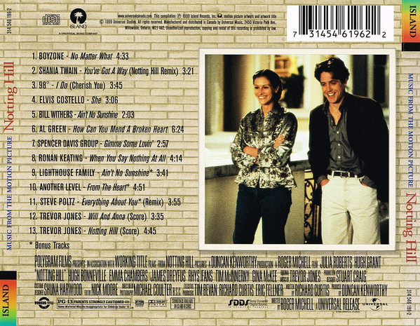 Various - Notting Hill (Music From The Motion Picture) (CD, Comp) (Near Mint (NM or M-)) - Image 2
