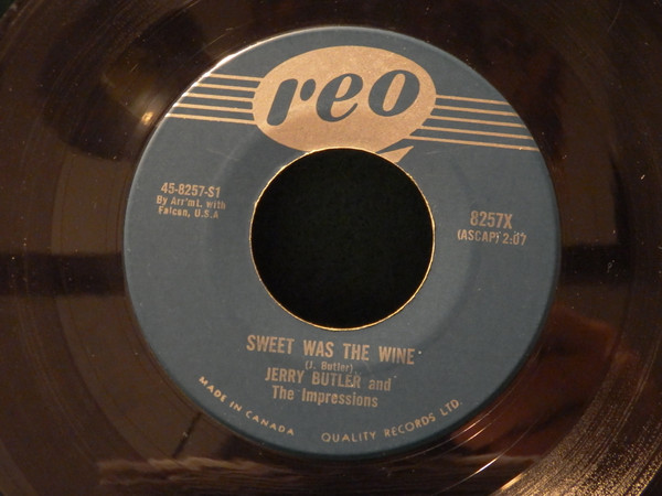Jerry Butler , And The Impressions - Sweet Was The Wine (7", Single) (Near Mint (NM or M-)) - Image 2