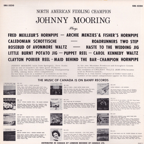 Johnny Mooring - North American Fiddling Champion Johnny Mooring Plays (LP, Album) (Mint (M)) - Image 2