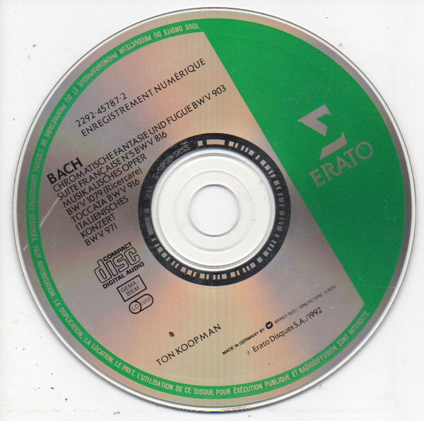 Johann Sebastian Bach, Ton Koopman - Italienisches Konzert / Chromatische Fantasie Und Fuge / Toccata G-Dur / Suite Française No 5 / Ricercare (Musikalisches Opfer) (CD, Album) (Near Mint (NM or M-)) - Image 3