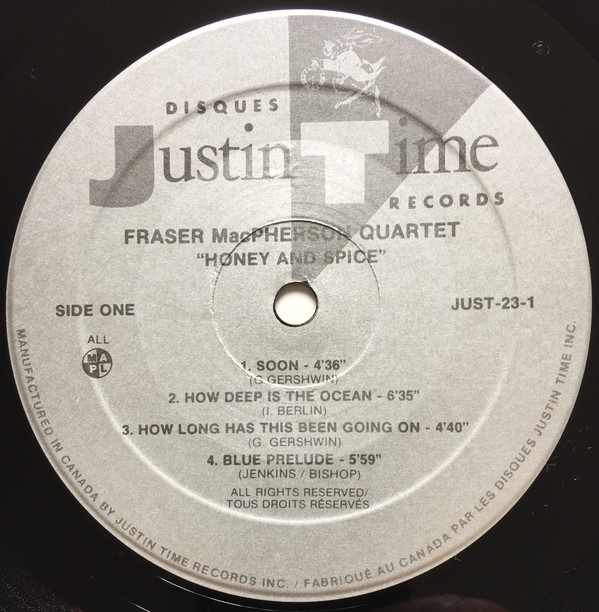 Fraser MacPherson Quartet - Honey And Spice (LP, Album) (Mint (M)) - Image 3