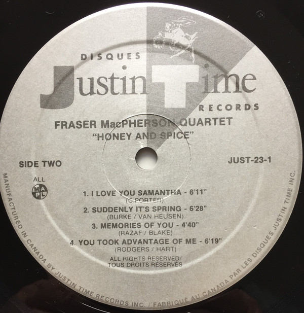 Fraser MacPherson Quartet - Honey And Spice (LP, Album) (Mint (M)) - Image 4