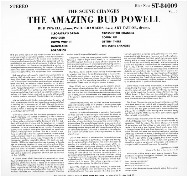 Bud Powell - The Scene Changes, Vol. 5 (LP, Album, Ltd, RE, 180) (Mint (M)) - Image 2