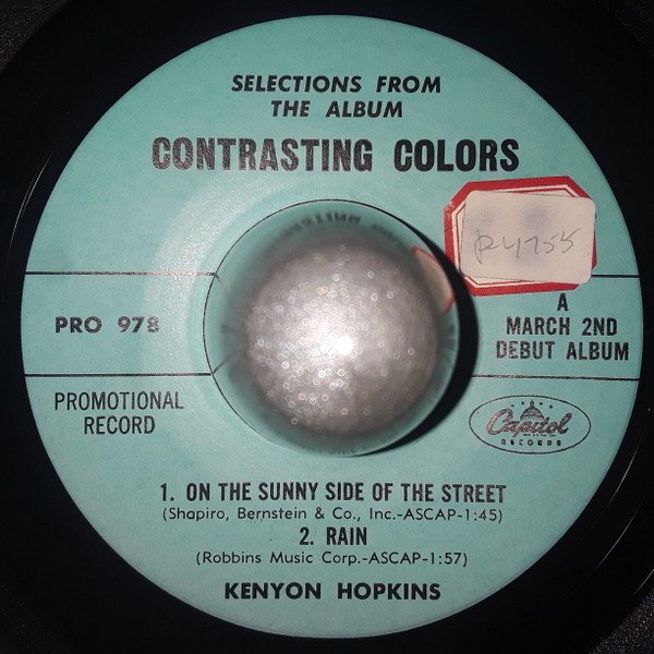 Kenyon Hopkins And His Orchestra - Contrasting Colors (7", EP, Promo) (Very Good Plus (VG+)) - Image 2