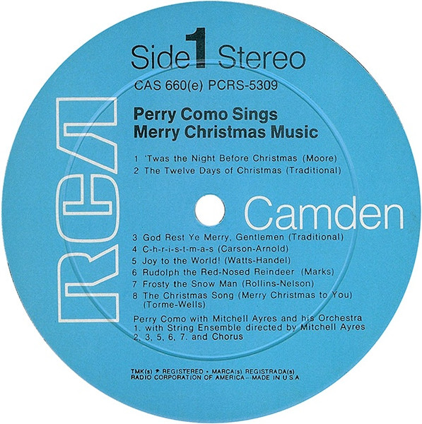 Perry Como - Perry Como Sings Merry Christmas Music (LP, Album, RE) (Mint (M)) - Image 3