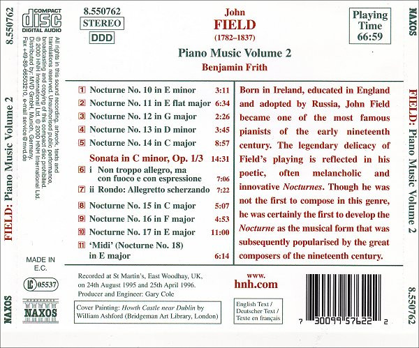 John Field (2) - Benjamin Frith - Piano Music Volume 2 (Nocturnes And Sonatas) (CD, Album) (Near Mint (NM or M-)) - Image 2