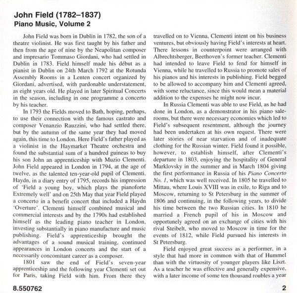 John Field (2) - Benjamin Frith - Piano Music Volume 2 (Nocturnes And Sonatas) (CD, Album) (Near Mint (NM or M-)) - Image 5