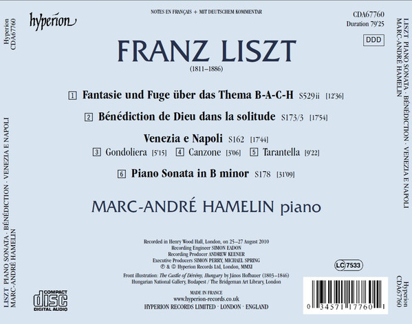 Franz Liszt, Marc-André Hamelin - Piano Sonata, Bénédiction, Venezia e Napoli (CD, Album) (Near Mint (NM or M-)) - Image 2