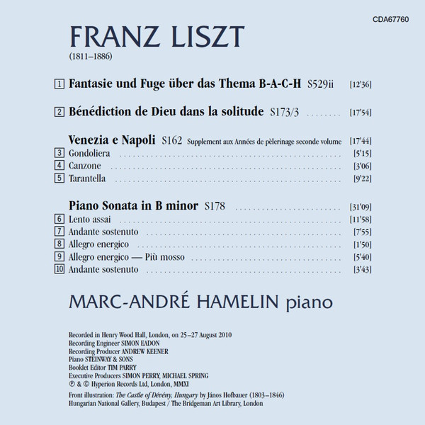 Franz Liszt, Marc-André Hamelin - Piano Sonata, Bénédiction, Venezia e Napoli (CD, Album) (Near Mint (NM or M-)) - Image 3