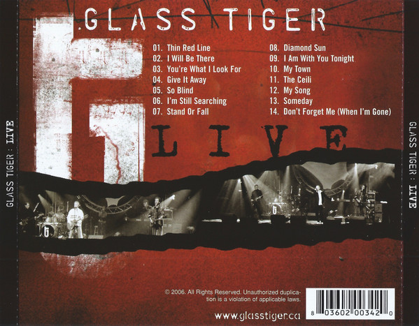 Glass Tiger - Live (CDr, Album) (Near Mint (NM or M-)) - Image 2