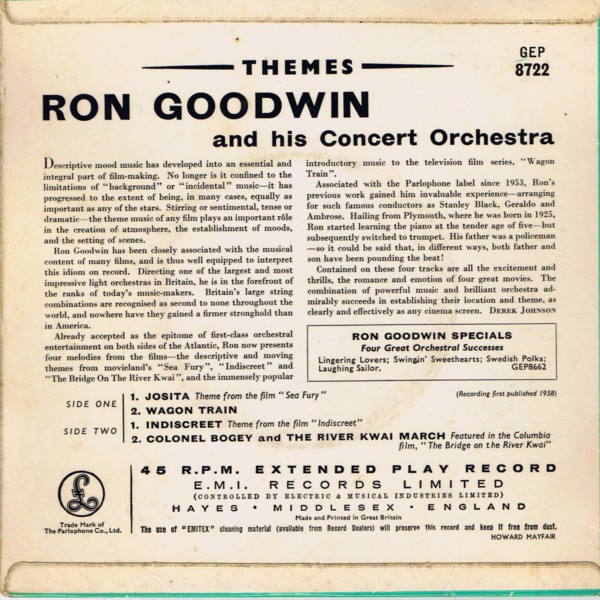Ron Goodwin And His Orchestra - Themes (7", EP) (Very Good (VG)) - Image 2