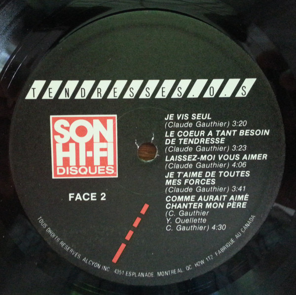 Claude Gauthier - Tendresses.O.S (LP, Album) (Mint (M)) - Image 4