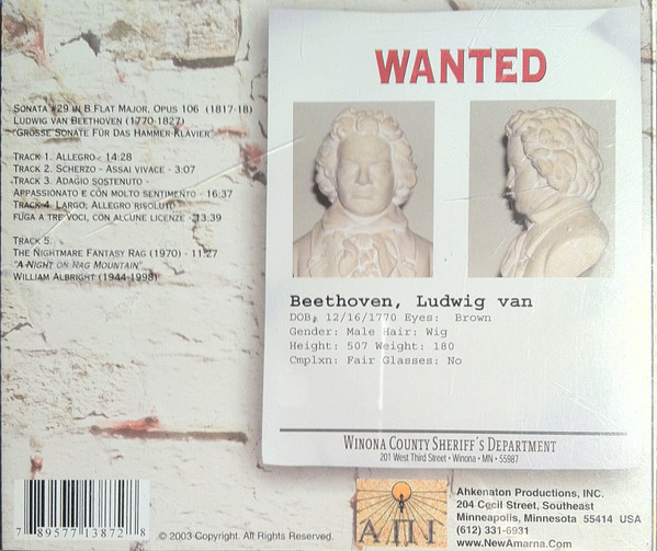 William Eddins, Ludwig van Beethoven, William Albright - Bad Boy Vol. One (CD, Album) (Near Mint (NM or M-)) - Image 2