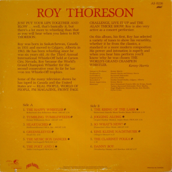 Roy Thoreson - The Happy Whistler (LP, Album) (Mint (M)) - Image 2