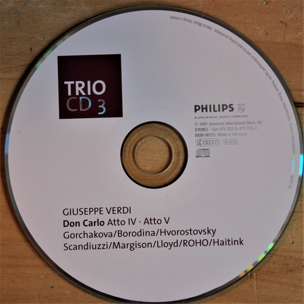 Giuseppe Verdi, Orchestra Of The Royal Opera House, Covent Garden, Bernard Haitink - Don Carlo (3xCD + Box, RE) (Near Mint (NM or M-)) - Image 4