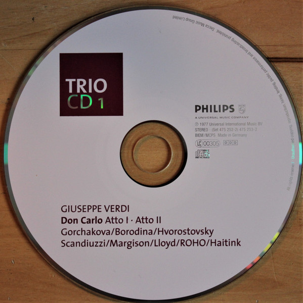 Giuseppe Verdi, Orchestra Of The Royal Opera House, Covent Garden, Bernard Haitink - Don Carlo (3xCD + Box, RE) (Near Mint (NM or M-)) - Image 5