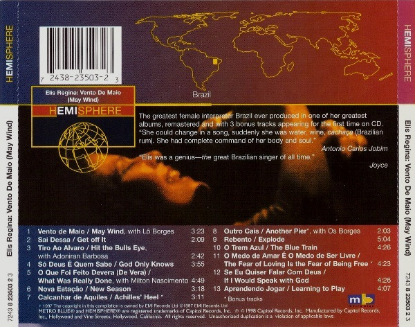 Elis Regina - Vento De Maio (May Wind) (CD, Comp, RM) (Near Mint (NM or M-)) - Image 2