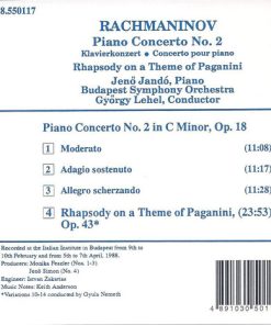 Alternative view of Sergei Vasilyevich Rachmaninoff, Jenö Jandó, Budapest Symphony Orchestra, György Lehel - Piano Concerto No. 2 • Rhapsody On A Theme Of Paganini (CD, Album, RE) (Near Mint (NM or M-))