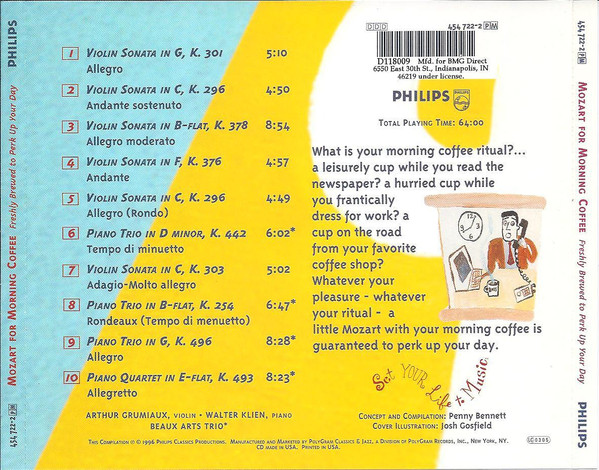 Wolfgang Amadeus Mozart - Mozart For Morning Coffee (CD, Comp, Club) (Near Mint (NM or M-)) - Image 2