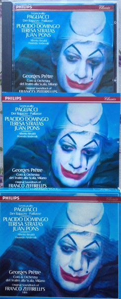 Ruggiero Leoncavallo - Placido Domingo, Teresa Stratas, Juan Pons, Alberto Rinaldi, Florindo Andreolli, Coro Del Teatro Alla Scala & Orchestra Del Teatro Alla Scala, Georges Prêtre - Pagliacci · Der Bajazzo · Paillasse (CD, Album, Sli) (Near Mint (NM or M-)) - Image 5