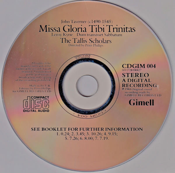 John Taverner, The Tallis Scholars Directed By Peter Phillips (2) - Missa Gloria Tibi Trinitas / Leroy Kyrie / Dum Transisset Sabbatum (CD) (Near Mint (NM or M-)) - Image 5