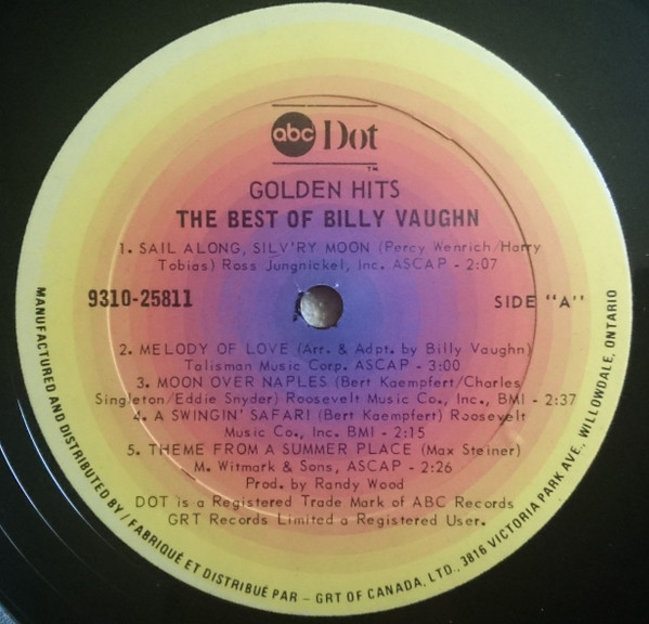 Billy Vaughn - Golden Hits: The Best Of Billy Vaughn (LP, Album, Comp) (Mint (M)) - Image 3