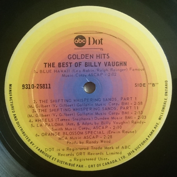 Billy Vaughn - Golden Hits: The Best Of Billy Vaughn (LP, Album, Comp) (Mint (M)) - Image 4