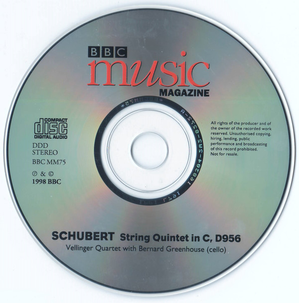 Franz Schubert - Vellinger Quartet with Bernard Greenhouse - String Quintet In C (CD, Album, Sli) (Near Mint (NM or M-)) - Image 3