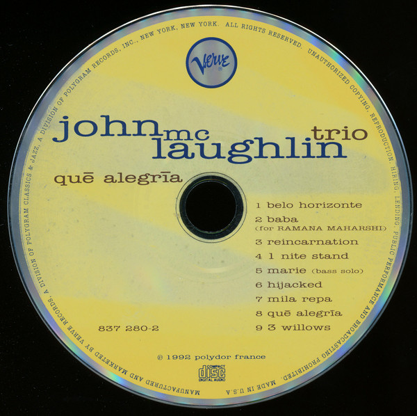 John McLaughlin Trio - Qué Alegría (CD, Album) (Near Mint (NM or M-)) - Image 5