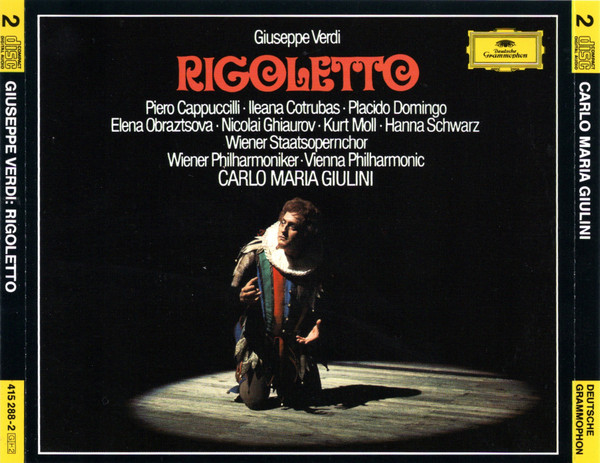 Giuseppe Verdi - Piero Cappuccilli · Ileana Cotrubas · Placido Domingo · Elena Obraztsova · Nicolai Ghiaurov · Kurt Moll · Hanna Schwarz · Wiener Staatsopernchor · Wiener Philharmoniker · Carlo Maria Giulini - Rigoletto (2xCD, Album, RE, RM + Box, Sli) (Near Mint (NM or M-)) - Image 2