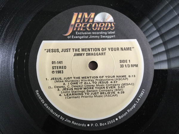 Jimmy Swaggart - Jesus, Just The Mention Of Your Name (LP, Album) (Mint (M)) - Image 3