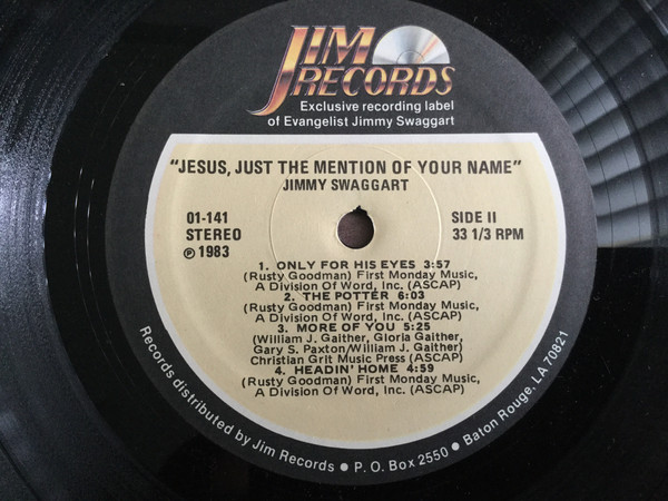 Jimmy Swaggart - Jesus, Just The Mention Of Your Name (LP, Album) (Mint (M)) - Image 4