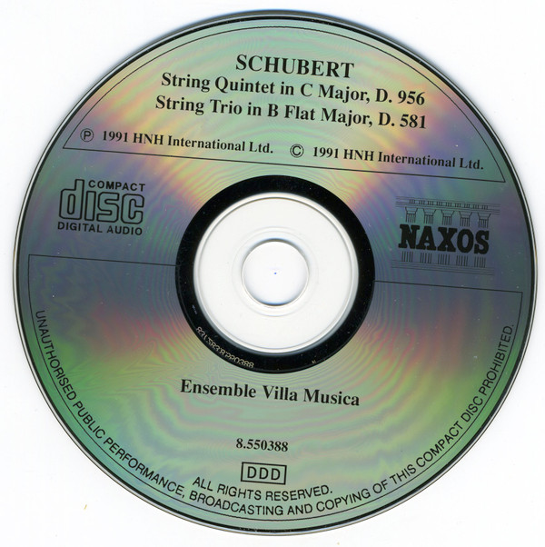 Franz Schubert, Ensemble Villa Musica - String Quintet In C Major, D. 956 / String Trio In B Flat Major, D. 581 (CD, Album) (Near Mint (NM or M-)) - Image 3