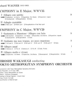 Alternative view of Tokyo Metropolitan Symphony Orchestra Conducted By Hiroshi Wakasugi . Richard Wagner - Symphonies In E Major, In C Major (CD, Album) (Near Mint (NM or M-))