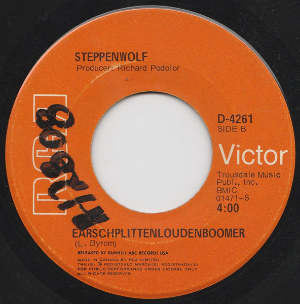 Steppenwolf - Who Needs Ya / Earschplittenloudenboomer (7") (Near Mint (NM or M-)) - Image 3