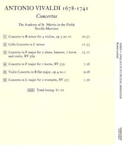 Alternative view of Antonio Vivaldi, The Academy Of St. Martin-in-the-Fields, Sir Neville Marriner - Concertos (CD, RM) (Near Mint (NM or M-))