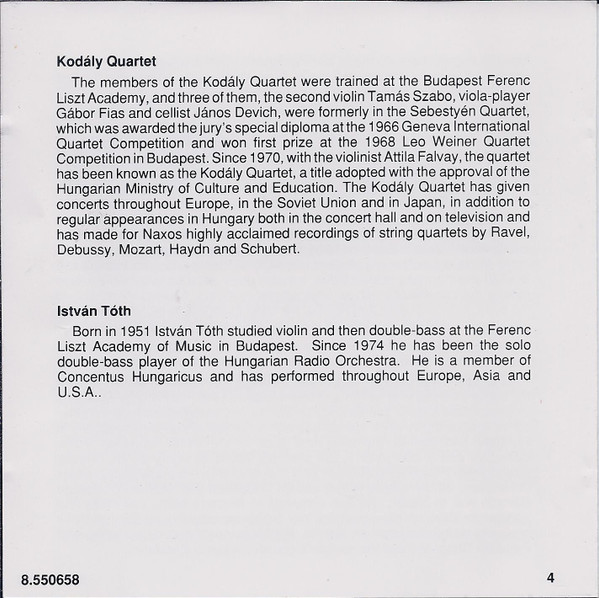 Franz Schubert - Jenö Jandó, Kodály Quartet, István Tóth - Piano Quintet "Trout" • Adagio And Rondo Concertante, D. 487 (CD, Album) (Near Mint (NM or M-)) - Image 4