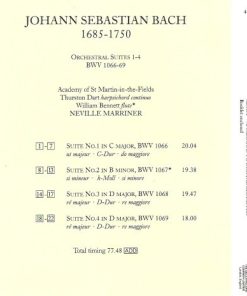 Alternative view of Johann Sebastian Bach - The Academy Of St. Martin-in-the-Fields, Sir Neville Marriner - Orchestral Suites 1-4 (CD, Album, RE, RM) (Near Mint (NM or M-))