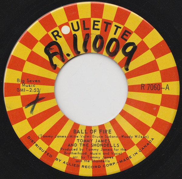 Tommy James & The Shondells - Ball Of Fire (7", Single) (Very Good Plus (VG+))