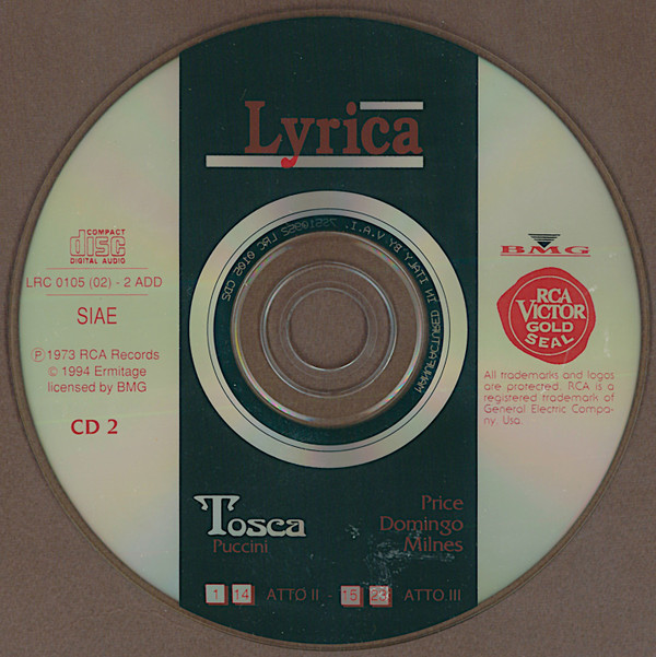 Giacomo Puccini, Leontyne Price, Placido Domingo, Sherrill Milnes, Zubin Mehta, New Philharmonia Orchestra, John Alldis Choir / John Alldis - Tosca (2xCD, Album, RE, RM) (Very Good Plus (VG+)) - Image 5