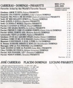 Alternative view of José Carreras, Placido Domingo, Luciano Pavarotti - Favorite Arias By The World's Favorite Tenors (CD, Album, Comp) (Near Mint (NM or M-))