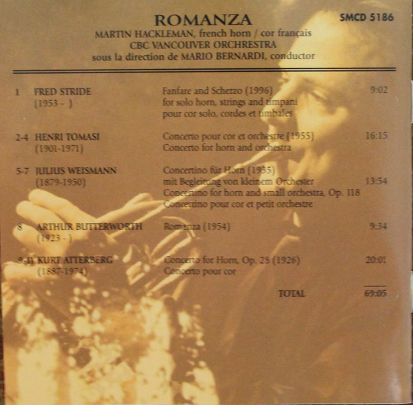 Martin Hackleman · CBC Vancouver Orchestra · Mario Bernardi (2) - Romanza (CD, Album) (Near Mint (NM or M-)) - Image 2