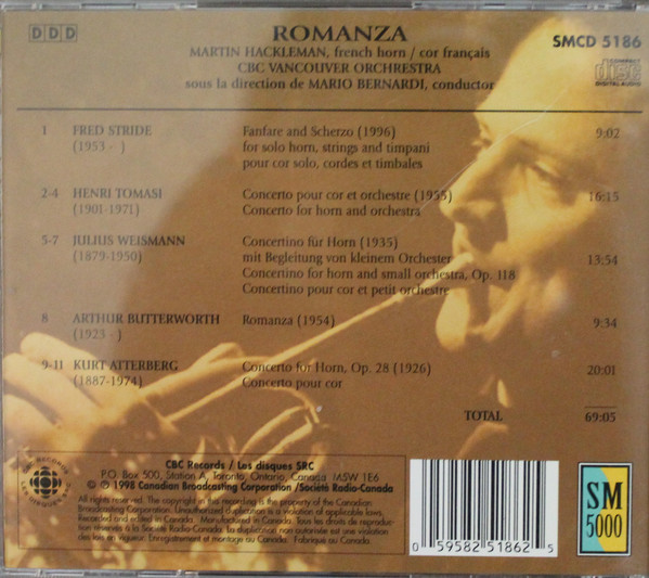 Martin Hackleman · CBC Vancouver Orchestra · Mario Bernardi (2) - Romanza (CD, Album) (Near Mint (NM or M-)) - Image 4