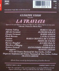 Alternative view of Giuseppe Verdi - Maria Callas - Alfredo Kraus, Mario Sereni, Coro Do Teatro De São Carlos & Orquestra Sinfónica Do Teatro Nacional De São Carlos, Lisboa, Franco Ghione - La Traviata [Live 1958 Recording] (2xCD, Album, Mono, RE, RM + Box, Sli) (Near Mint (NM or M-))