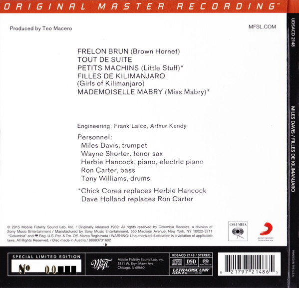 Miles Davis - Filles De Kilimanjaro (SACD, Hybrid, Album, Ltd, Num, RE, RM) (Near Mint (NM or M-)) - Image 4