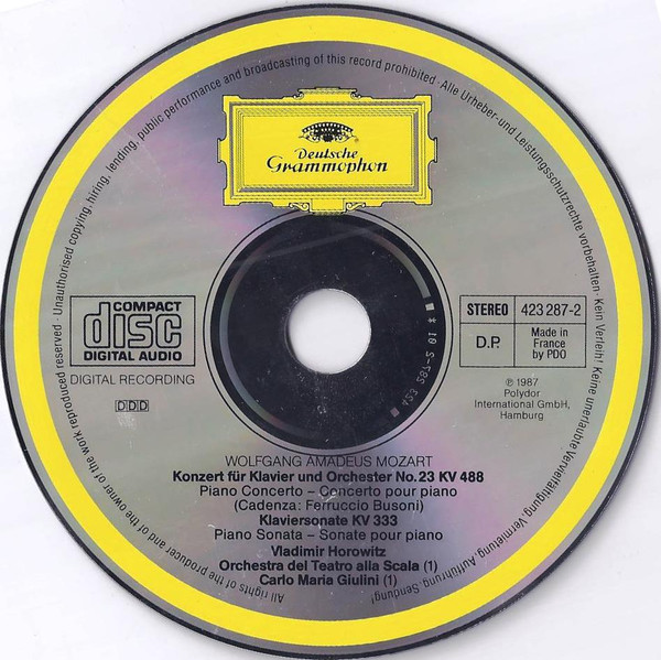 Vladimir Horowitz Plays Wolfgang Amadeus Mozart - Orchestra Del Teatro Alla Scala, Carlo Maria Giulini - Piano Concerto No. 23 K. 488 • Piano Sonata K. 333 (CD, RE, PDO) (Near Mint (NM or M-)) - Image 3