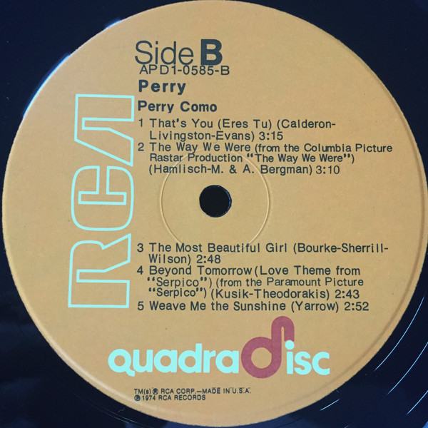 Perry Como - Perry (LP, Album, Quad) (Mint (M)) - Image 4